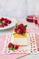Lemon Semifreddo with Raspberries