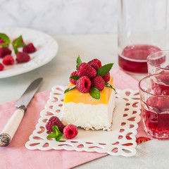 Lemon Semifreddo with Raspberries