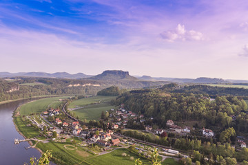 View of the River Elbe and the Mountains of the Swiss Saxony at Rathen