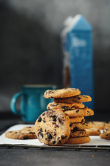 Freshly baked homemade cookies cookie rack milk
