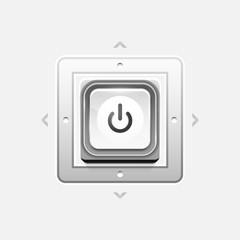 Power button technology logo, digital art techno concept, on off icon