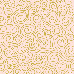 Abstract hand drawn doodle thin line wavy seamless pattern. Curly linear messy background. Vector illustration.