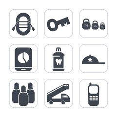 Premium fill icons set on white background . Such as measurement, cap, sign, diagram, transportation, toothbrush, health, bowling, clothing, kilogram, fashion, brush, travel, key, sport, stationary