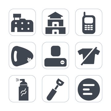 Premium fill icons set on white background . Such as technology, person, musical, temple, phone, pagoda, abstract, cooking, white, cell, communication, building, paint, mobile, grunge, asia, social