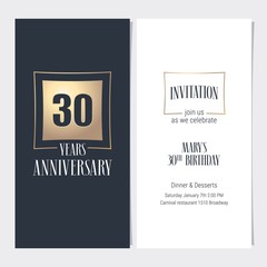 Fototapeta premium 30 years anniversary invitation vector