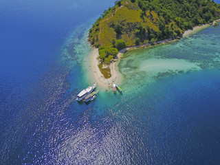 Beautiful aerial view of Gili Laba island, Flores, Indonesia.