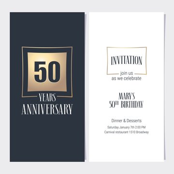 50 years anniversary invitation vector