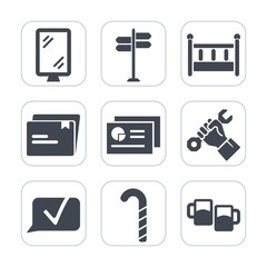 Premium fill icons set on white background . Such as lollipop, chart, traffic, web, home, alcohol, direction, bedroom, drink, banner, furniture, paper, document, child, foreman, beer, bar, travel, pub