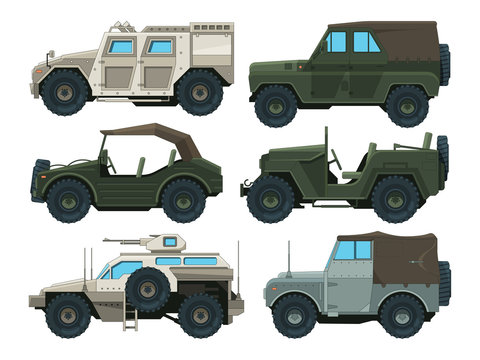 Colored pictures of military heavy vehicles