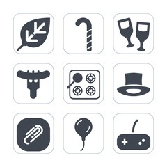Premium fill icons set on white background . Such as nature, restaurant, sweet, dessert, plant, game, kitchen, hat, leaf, hotdog, clip, paperclip, drink, environment, tree, dinner, gas, bottle, paper