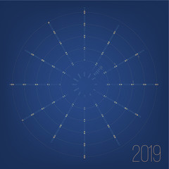 Circular calendar 2019 year. Minimal date poster