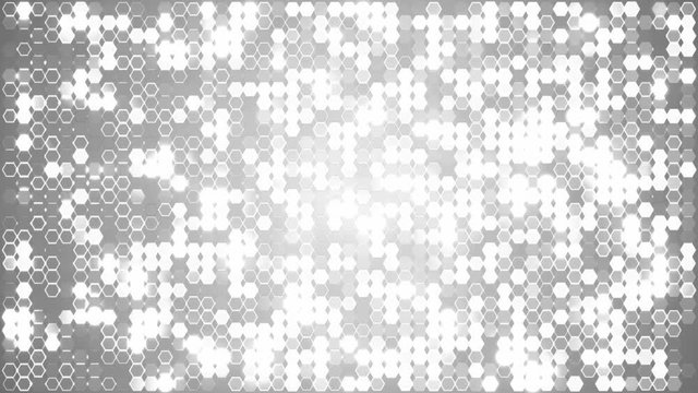 Silwer and white glitter hexagon abstract background animations. Seamless loop.