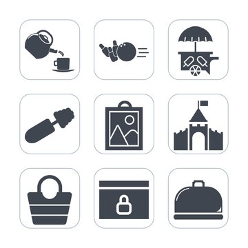 Premium fill icons set on white background . Such as service, hobby, bowling, fun, ball, web, black, leisure, leather, website, building, object, business, cream, cup, vehicle, restaurant, recreation