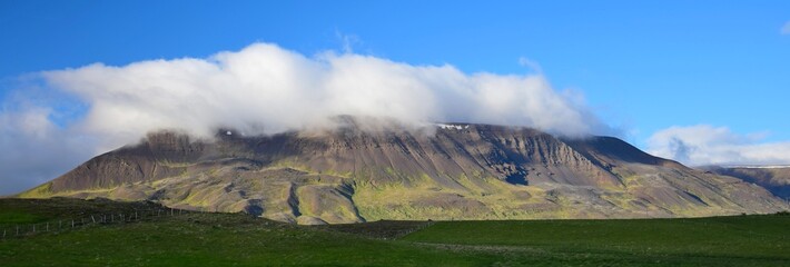 Icelandic landscape - mountains in clouds