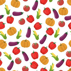 Seamless pattern of vegetables. Vector illustration