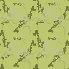 Camouflage seamless pattern. Background in different shades of green. Vector illustration, repeat camo as military print for paintball clothes, backdrop, endless grunge texture