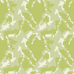 Camouflage seamless pattern. Background in different shades of green. Vector illustration, repeat camo as military print for paintball clothes, backdrop, endless grunge texture