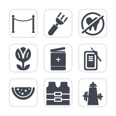Premium fill icons set on white background . Such as flower, hygiene, japan, sign, tooth, tool, floral, ink, spring, health, graphic, white, object, fork, vest, kitchen, dinner, dentist, pink, medical