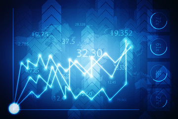 2d rendering Stock market online business concept. business Graph 