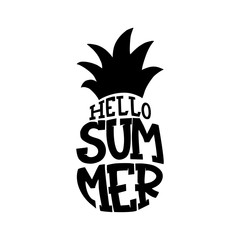 Hello summer inscription. Vector hand lettered phrase.
