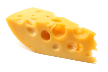 piece of cheese isolated on white background