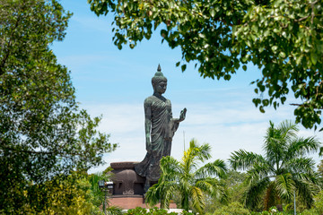 big standing Lord Buddha statue at Phutthamonthon is a Buddhist park in the Phutthamonthon District in Nakhon Pathom province, THAILAND