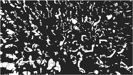 Illustration of large crowd of people at live event in black and white