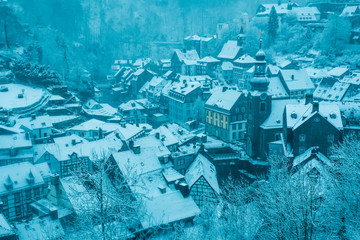 Winter dawn in Monschau, Germany