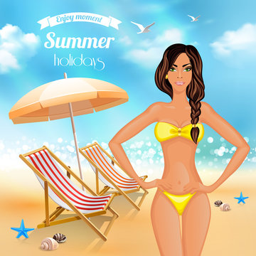 Summer Holidays Realistic Poster