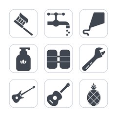 Premium fill icons set on white background . Such as white, leisure, clean, health, toothpaste, plumbing, tank, metal, childhood, hygiene, tooth, bottle, bathroom, brush, dental, tap, wash, fly, joy