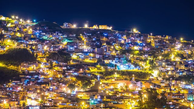 Timelapse of the city of La Paz during night. Bolivia