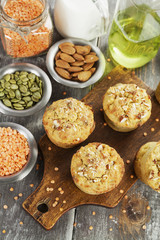 Lentil muffins on the table