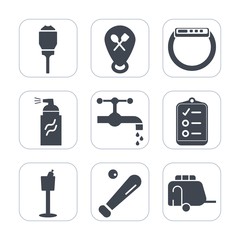 Premium fill icons set on white background . Such as checklist, tap, location, check, league, white, city, sink, train, transportation, bathroom, street, transport, smart, mark, paint, map, faucet