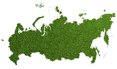 Umriss von Russland auf Rasen oder Fußball Gras