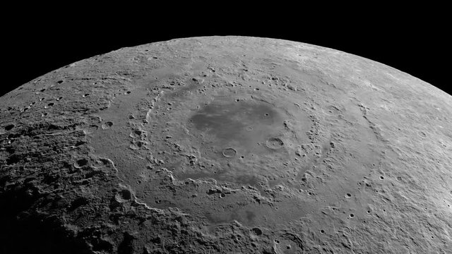 Camera flies around a craters in the Moon. Elements of this image furnished by NASA's Scientific Visualization Studio.