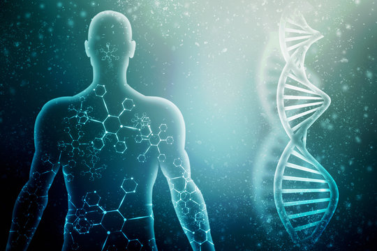 3d render of dna structure, abstract background
