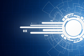 Abstract Technology Background , Blue circuit board , Circle digital