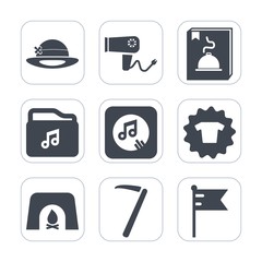 Premium fill icons set on white background . Such as style, music, internet, fireplace, file, beauty, document, sign, fashion, flag, hairdryer, hairdresser, wrench, clothes, object, tool, shirt, care
