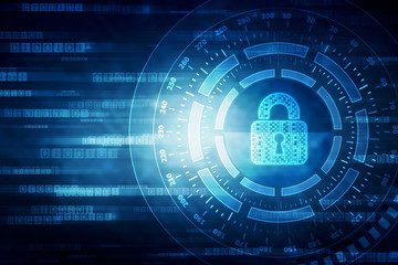 2d illustration Safety concept: Closed Padlock on digital background