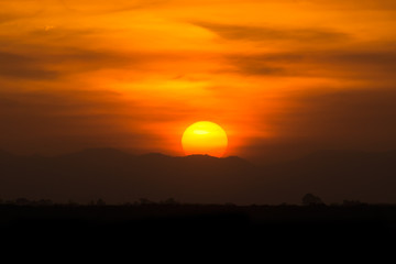 Sunset sky on the lake
