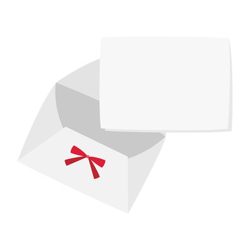 Red ribbon envelope with blank greeting card