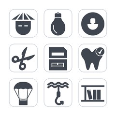 Premium fill icons set on white background . Such as light, happy, save, energy, asian, book, cut, people, women, head, healthy, idea, person, smile, electricity, computer, hook, lamp, social, user