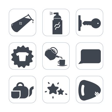 Premium fill icons set on white background . Such as star, japanese, speech, nature, tea, house, fashion, astronomy, drink, street, lock, paint, safe, bubble, beverage, music, abstract, clothing, cup