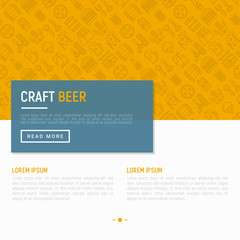 Craft beer concept with thin line icons related to Octoberfest: beer pack, hop, wheat, bottle opener, manufacturing, brewing, tulip glass, mag with foam. Modern vector illustration for print media.