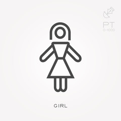 Line icon girl