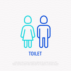 Toilet sign. WC thin line icon. Modern vector illustration.