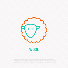 Simple cute sheep thin line icon, symbol of wool. Modern vector illustration.