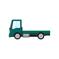 Fototapeta premium Green Mini Truck without Load Isolated on White Background, Delivery Services, Logistics, Shipping and Freight of Goods, Vector Illustration