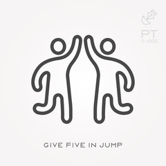 Line icon give five in jump