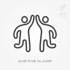 Line icon give five in jump
